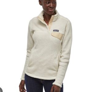 Patagonia Re-Tool Snap T Womens Fleece Pullover size S Cream Tan